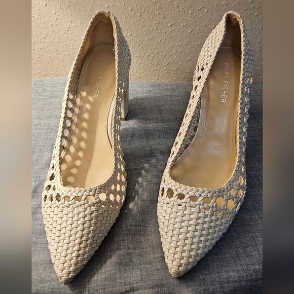 Marc Fisher Shoes - Marc Fisher Cream Woven Women's Heels